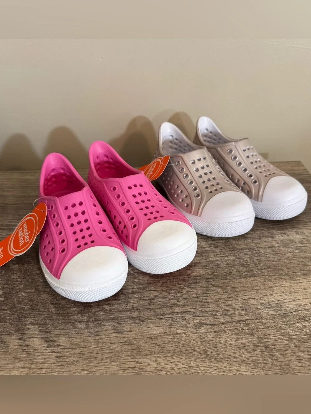 NEW Wonder Nation Water Shoes Sneakers Pink Gold Little kid Size 9/10 Summer